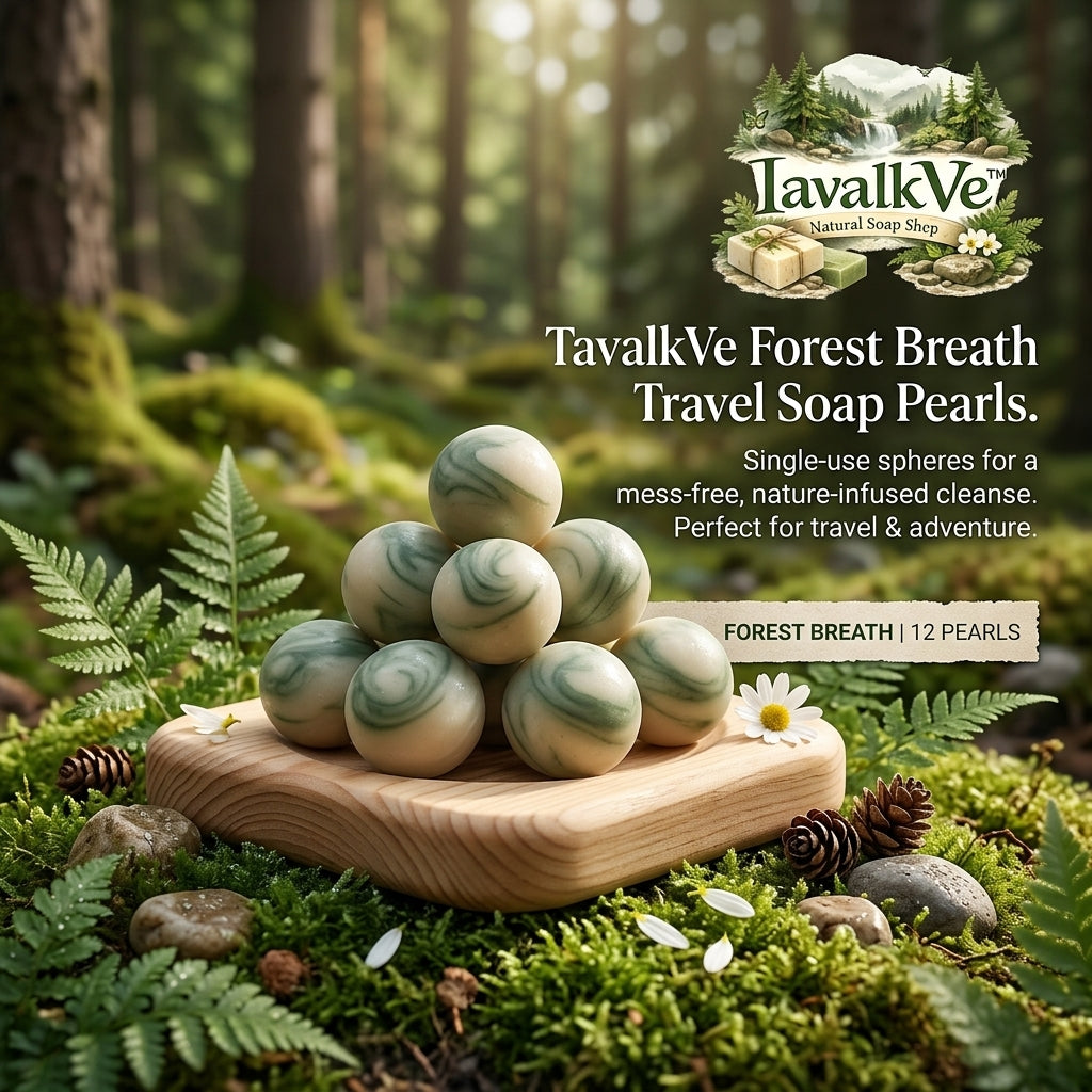 IavalkVe™ Forest Breath Travel Soap Pearls – 12 Count Single-Use Portable Soap Spheres for Camping, Hiking, and Travel | Mess-Free, Nature-Infused Natural Hand & Body Wash Balls | Eco-Friendly Outdoor Toiletries